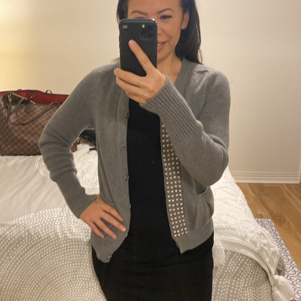 J.Crew studded grey cardigan sweater in sz S